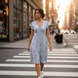 LIGHT BLUE FLORAL DRESS